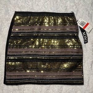 NWT XOXO Gold Sequin Mini Skirt